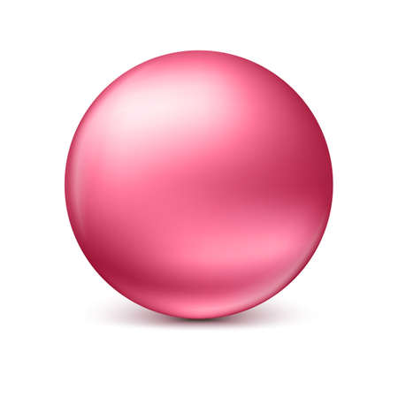 Red glossy sphere isolated on white with shadow and reflections in the color of the sphere. Vector illustration for your design, easy to edit and change the sizeのイラスト素材