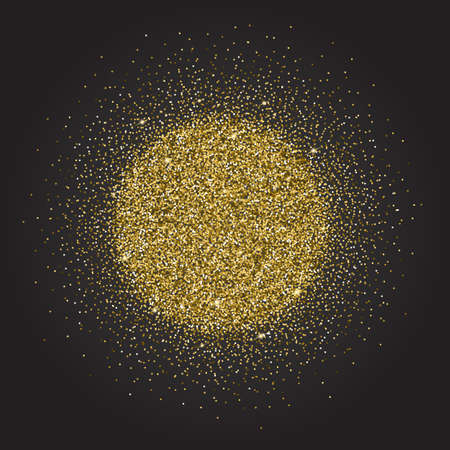 Gold glitter and bright sand, dark background.Golden sparkles, shiny texture,. Excellent for your greeting cards, luxury invitation, advertising, certificateのイラスト素材
