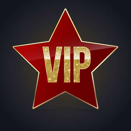 Red Five Pointed Star With Golden Edging And The Inscription Vip Sign Of Exclusivity And Elitism With Bright Golden Glow Template For Vip Banners Or Card Exclusive Certificate Luxury Voucher Tasmeemme Com