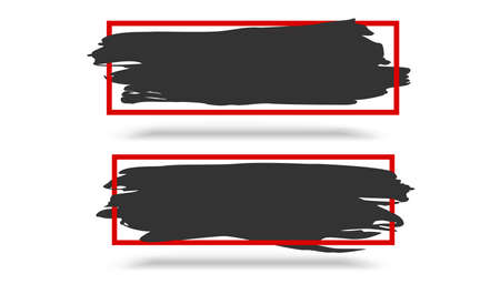 Abstract black banner with a red border and shadow on white background. Template, template for your design, discounts, creative proposals. Vector illustration.のイラスト素材