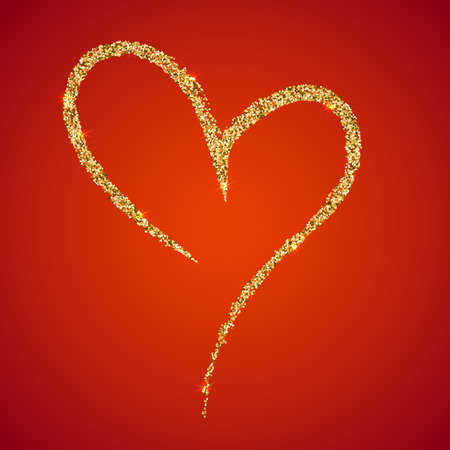 Hand-drawn, sketchy, Doodle heart with sparkle and glow. Hand drawn design. Template, mock-up for Valentine day, Mother day and any other postcards, printing on t-shirts with love for loved ones.のイラスト素材