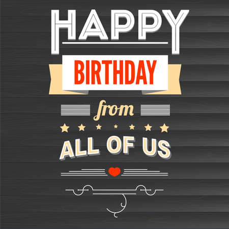 Happy Birthday vintage text poster composition on backdrop from dark wooden planks.のイラスト素材