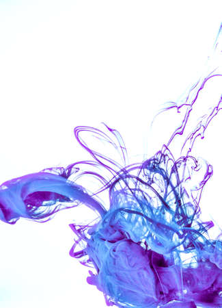 Ink swirl in a water on white background. The paint in the water. Soft dissemination a droplets of...