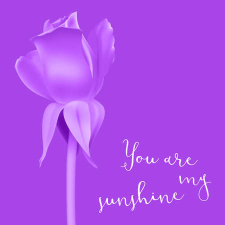 Realistic rose Bud with stem and leaves. Monochrome postcard, close-up the flower Bud of the rose. The symbol of romance and love, a template for a greeting card, 3D illustration.のイラスト素材