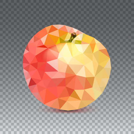 Low-poly triangular apple, 3D illustration. apple in a geometric style from triangles isolated on transparent background.のイラスト素材