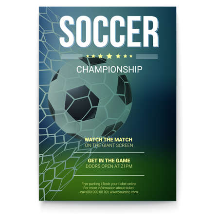 Soccer game match  poster with goal moment and ball in the net vector illustrationのイラスト素材