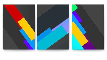 Set of covers with geometric colored shapes. Background with abstract pattern with shapes for...