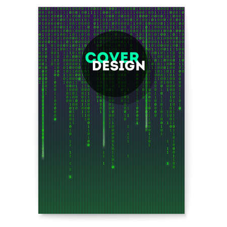 Cover with binary computer code with floating digits. Cyberspace with code of matrix. Concept of security, programming and hacking actions, decryption and encryption.のイラスト素材