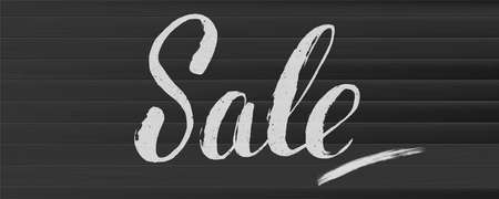 Sale, handwritten lettering on dark wooden background with brush strocks. Hand drawn typeface like chinese calligraphy. Font in stamp style for sales and holiday promotions. Vector illustrationのイラスト素材
