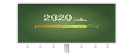 Billboard with school green chalkboard and progress bar counting down for New 2020 year s eve....