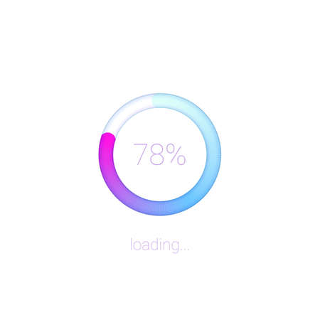 Modern 3D web preloader of updates. Progress bar with percentage of upgrades or downloads. Concept of mobile apps for data loading on light background with radial diagramのイラスト素材