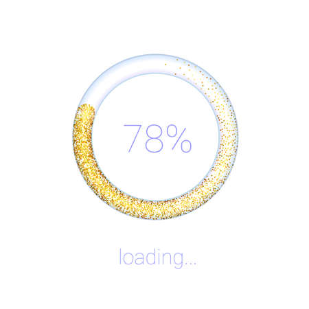 Loading bar for mobile apps. Icons of luxury 3D web preloader of updates on light. Glittering radial...