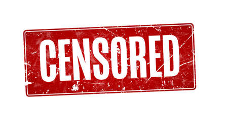 Stamp with word Censored. Red rubber seal with scratches, isolated on white background. Vector 3d illustration,のイラスト素材