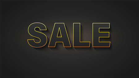 Sale, volumetric design of text for stickers, tag or label. Black banner with creative lettering. 3d...