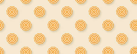 Seamless pattern with sun umbrellas isolated on long yellow background. Sun umbrellas with color...
