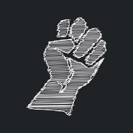 Black Lives Matter. Hand clenched into a fist. Sign written with chalk on blackboard. Symbol of protest actions. Vector illustrationのイラスト素材