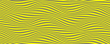 Wavy background. Abstract flowing pattern. Gray and yellow narrow lines. Vector illustration.のイラスト素材