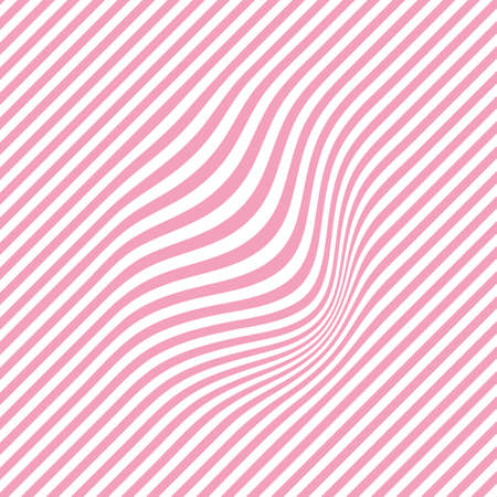 Curved wavy lines. Pink pattern with flowing stripes. Optical minimalistic background. Template of vector designのイラスト素材