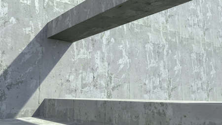 Studio for product branding and presentation. Simple geometric shape and shadow. Background design in grunge style. 3d renderingの写真素材