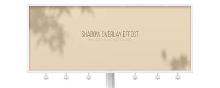 Billboard with shadow of tree branches. Shadow overlay effect. Beige vector background for branding or presentation of products.のイラスト素材