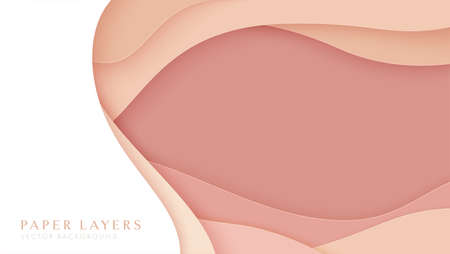 Abstract paper layered background. Skin color layers. Template in paper cut style. Vector multilayer illustration.のイラスト素材