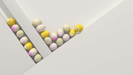 Easter eggs and geometric forms. Creative background. Abstract concept with place for text. Egg...