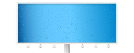 Water drops on blue background. Ad billboard isolated on white background. Realistic vector illustration.のイラスト素材