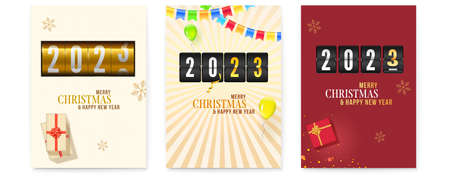 Set of posters with mechanical timer to 2023