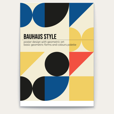 Abstract retro geometric pattern. Minimalistic forms. Bauhaus style. Poster design. Cover vector templateのイラスト素材