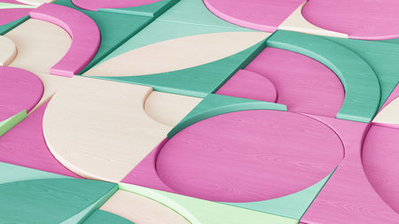 Abstract three-dimensional pattern. Bauhaus style. Pastel color gamma.の写真素材