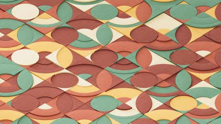 Abstract three-dimensional ornament from colored wooden shapes.の写真素材