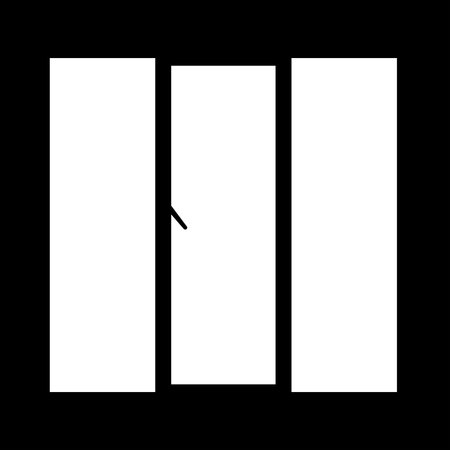 Silhouette of three parts window with a handle on black. Gobo mask.のイラスト素材