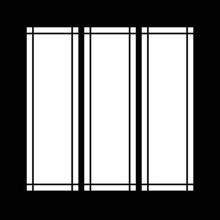 Silhouette of window with three parts and sides lines. Gobo mask.のイラスト素材