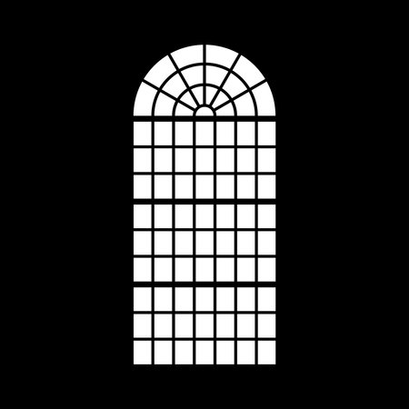 Silhouette of big classic window on black. Gobo mask.のイラスト素材