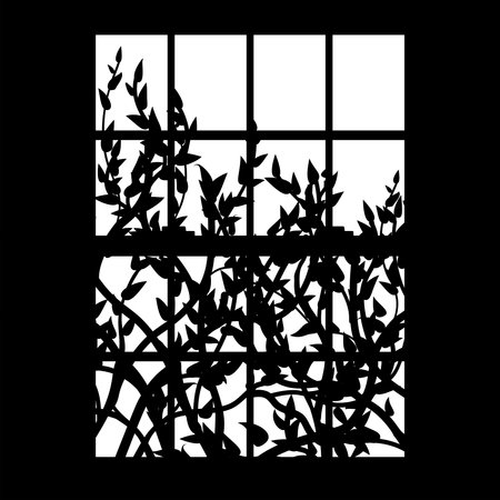 Silhouette of window and tree branches. Gobo mask.のイラスト素材