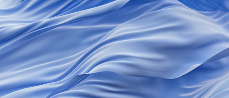 Close-up shot of a blue fabric that is curved with wavy pattern.の写真素材