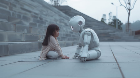Research on children and robots in urban settings, fostering curiosity, learning, and innovationの素材
