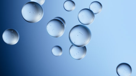 Air or water bubbles on gradient blue backdrop. Clean abstract design for medical