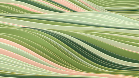Abstract 3D Flow of Layered Papers in Peach and Green Colors.の写真素材