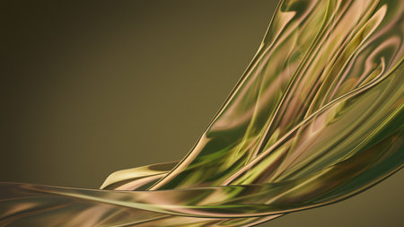 Modern abstract composition in warm metallic tones. 3D render backgroundの写真素材