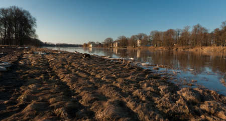 sprintime flooding with iceの写真素材