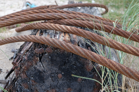 Rusted steel ropeの写真素材