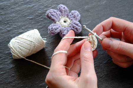 Skillful hands crocheting