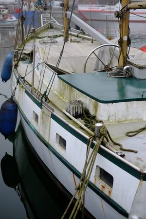 Abandoned sailing ship in the harbor
