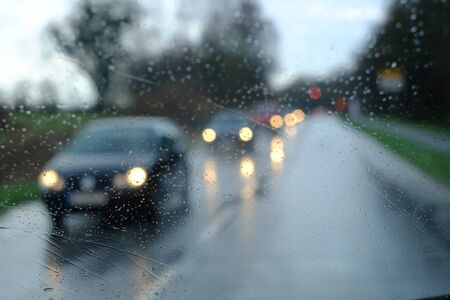 A driver can hardly recognize oncoming trafficの写真素材