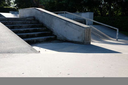 Staircase and ramp on a skate parkの写真素材