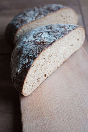 Sliced bread on a boardの写真素材