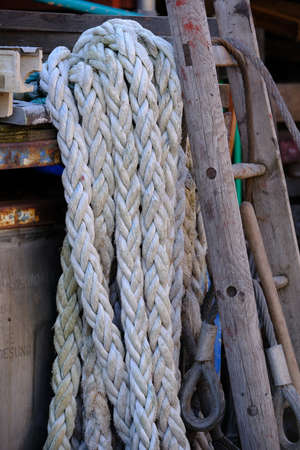 Maritime rumble corner with cordage and ladderの写真素材