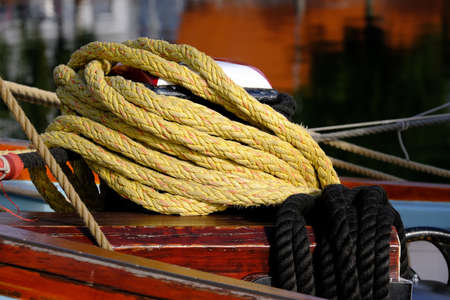 Yellow dew on a sailing schoonerの写真素材