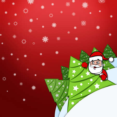 Christmas card with Santa and treesの写真素材